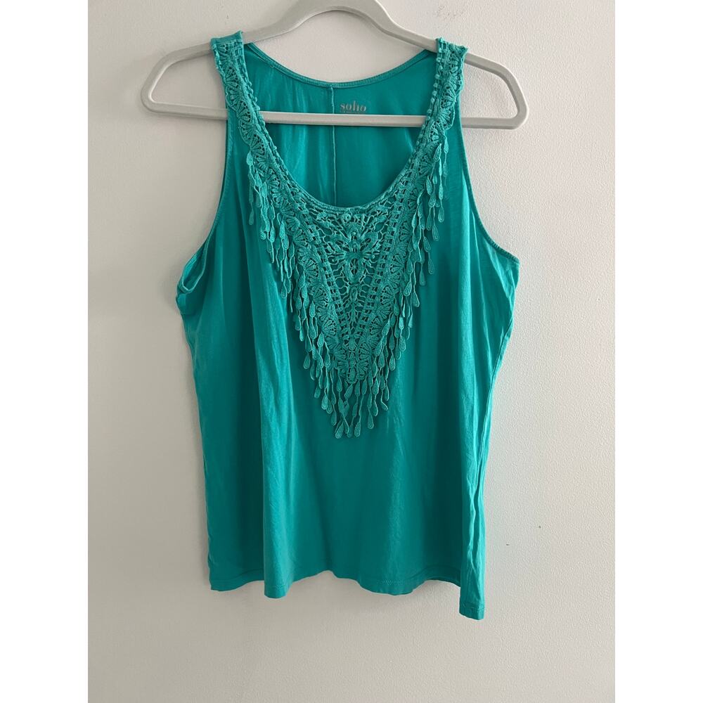 New York & Company Crochet Trim Tank Top Large